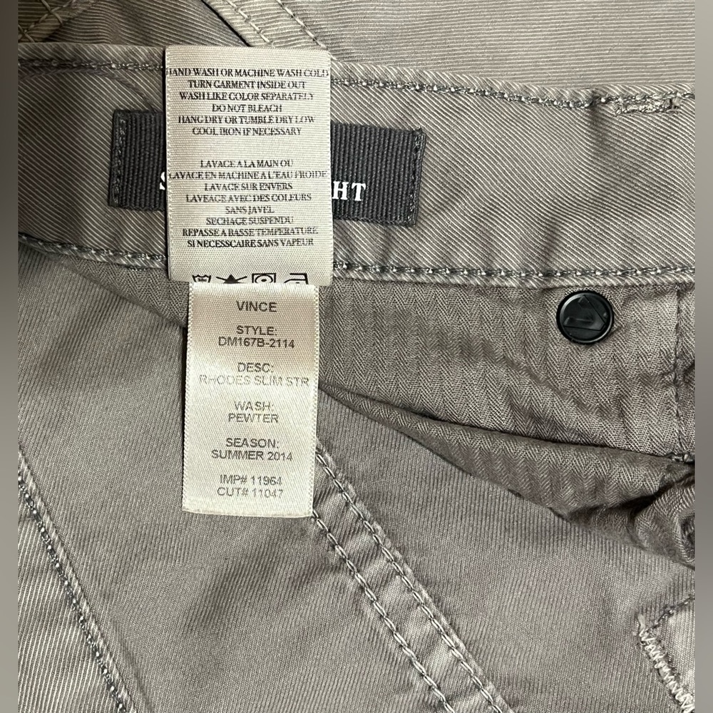 Vince Brand Men’s Rhodes Slim Straight Pewter 36x32 Pants - Picture 5 of 6